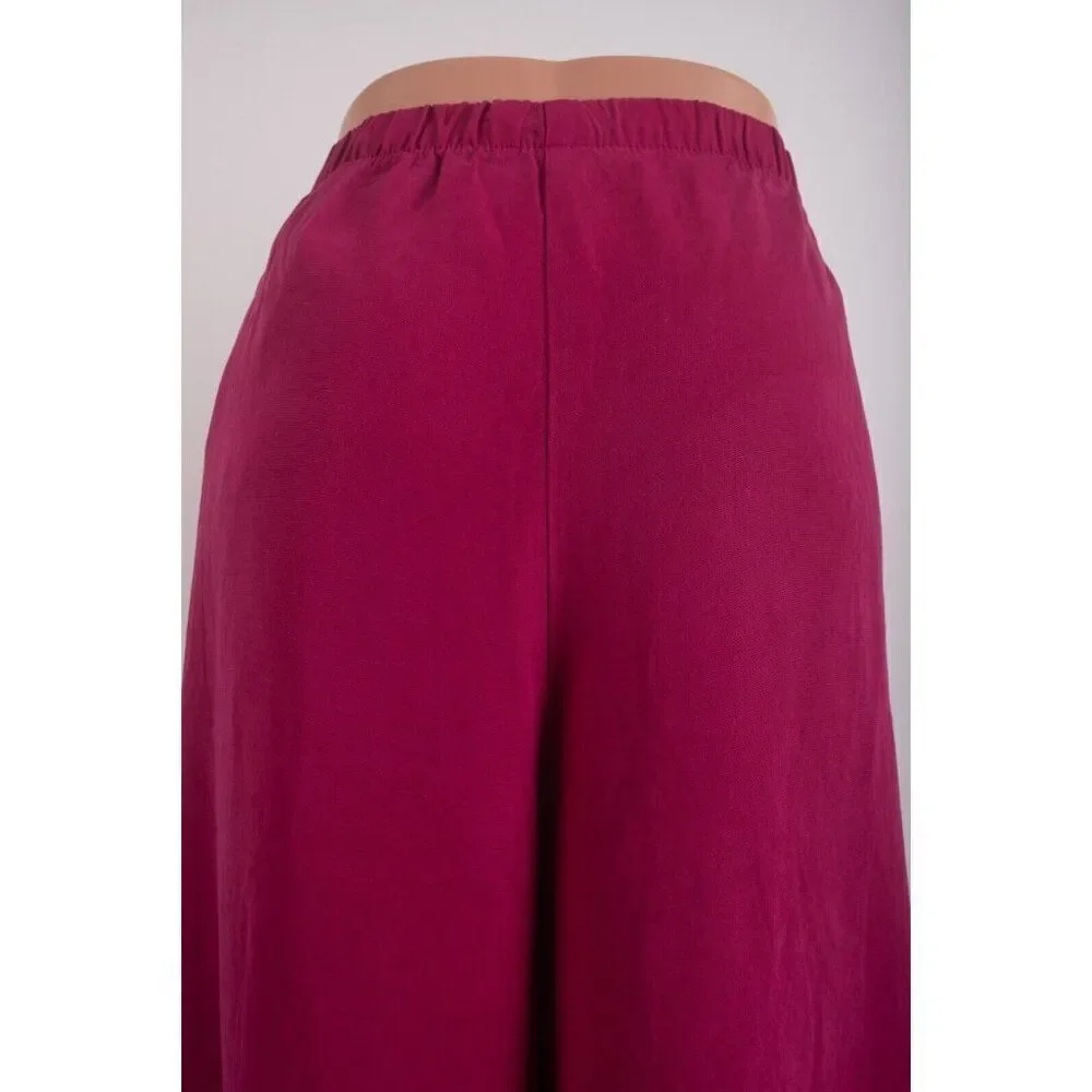 Zara Womans Pants Size M Fuchsia Pink Linen Blend Wide Leg 4043/250 NWT